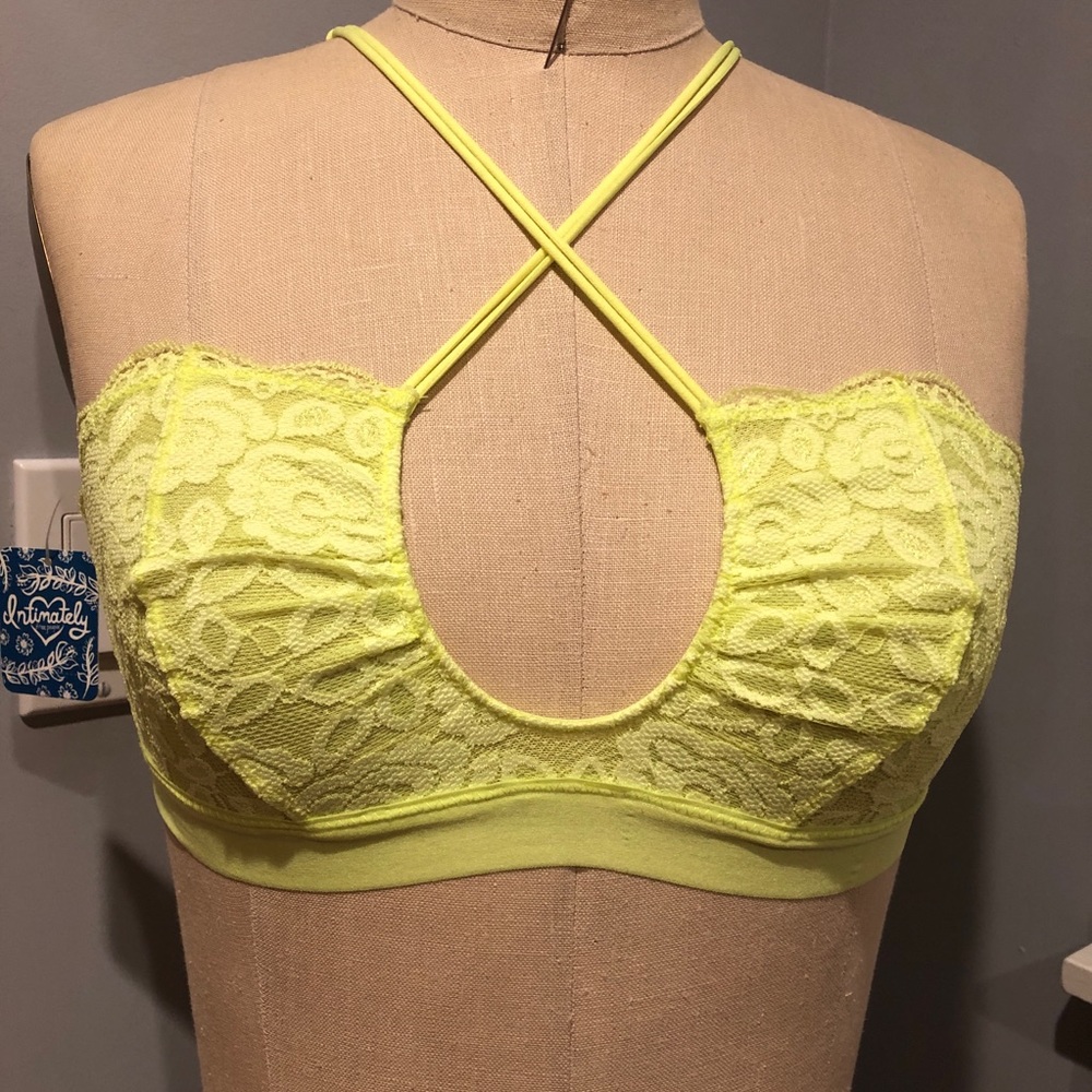 Free People Green Galloon Lace Keyhole Front Bralette - Small